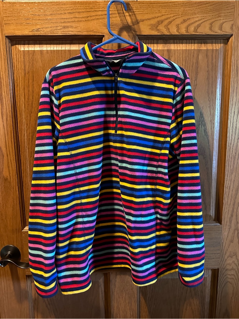 Lands' End Multicolor Striped Half-Zip Fleece Pullover
